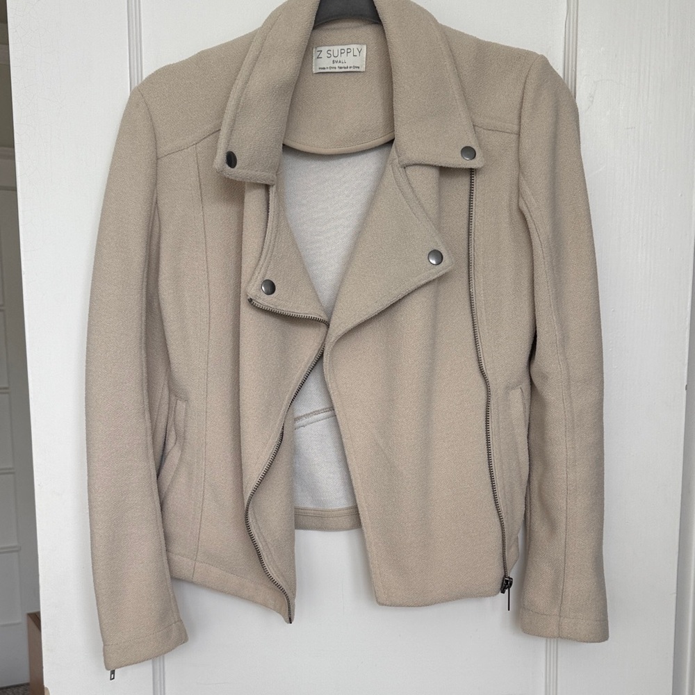 Z Supply Women's Beige Leather Jacket